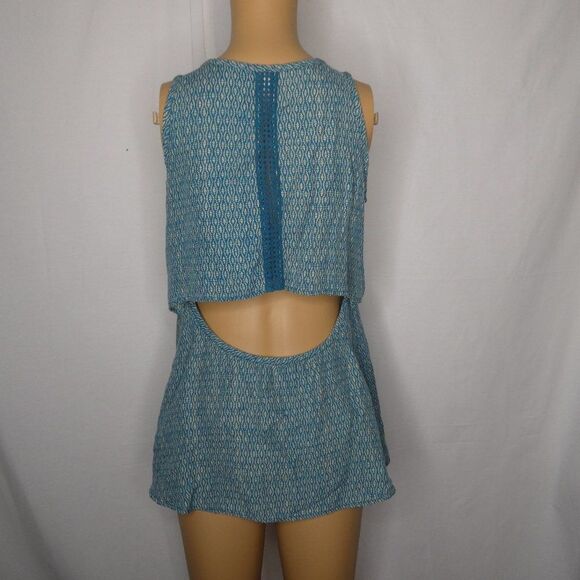 Toad & Co. Boho Print Stitching Split Back Blouse Sleeveless Tank Top - Picture 8 of 10